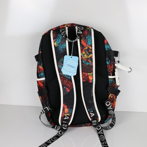Lisinuo Black Backpack School USB Child Graffiti Large Laptop Sturdy Pad Straps - Picture 5 of 11